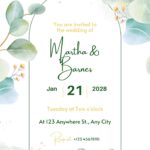 20+ Minimalist Greenery Dark Leaves Canva Wedding Invitation Templates