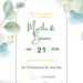 Free Editable Minimalist Greenery Dark Leaves Wedding Invitation