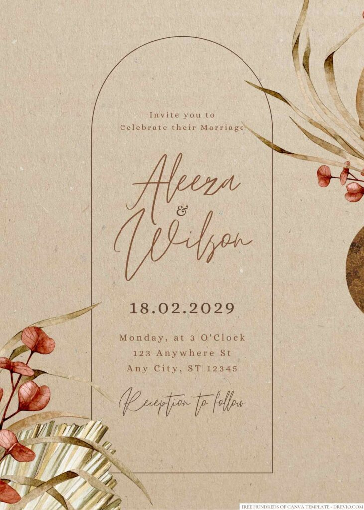Free Editable Rustic Tropical Watercolor Floral Wedding Invitation