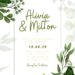 Free Editable Minimalist Greenery Pastel Leaves Floral Wedding Invitation