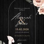 16+ Wood Tropical Dark Bouquet Floral Canva Wedding Invitation Templates