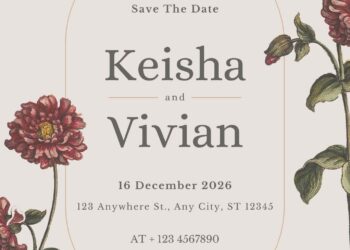 Free Editable Vintage Floral Plant Illustration Wedding Invitation