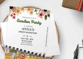 (Free Editable PDF) Backyard Garden Birthday Party Invitation Templates H