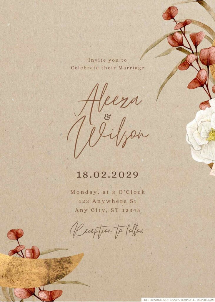Free Editable Rustic Tropical Watercolor Floral Wedding Invitation