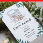(Free Editable PDF) Vintage Greenery Party Animal Birthday Invitation Templates