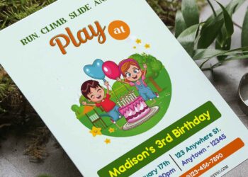 (Free Editable PDF) Playground Kids Birthday Party Invitation Templates F