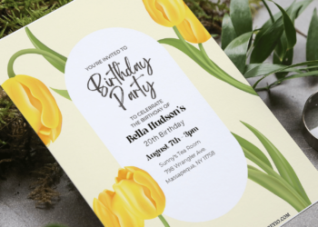 (Free Editable PDF) Classic Bright Tulip Birthday Invitation Templates F
