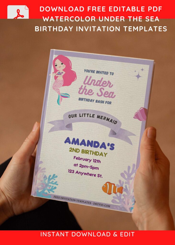 (Free Editable PDF) Colorful Under The Sea Birthday Invitation Templates E