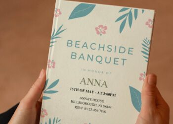 (Free Editable PDF) Beachside Banquet Style Wedding Invitation Templates E