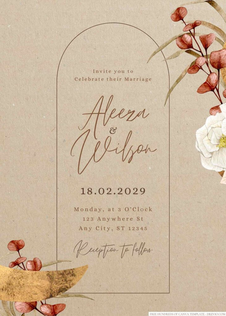 Free Editable Rustic Tropical Watercolor Floral Wedding Invitation