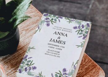 (Free Editable PDF) Love Devotion Lavender Wedding Invitation Templates