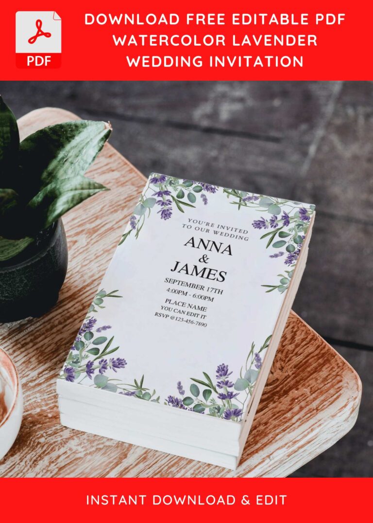 (Free Editable PDF) Love Devotion Lavender Wedding Invitation Templates