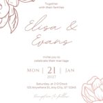 18+ Rose Gold Monoline Flower Canva Wedding Invitation Templates