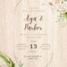 Wooden Delicate Green Floral Canva Wedding Invitation Templates