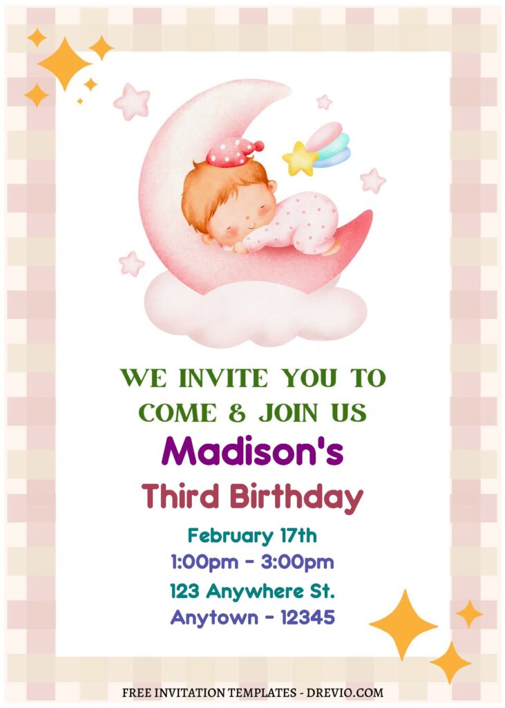 (Free Editable PDF) Cartoon Nursery Birthday Invitation Templates B