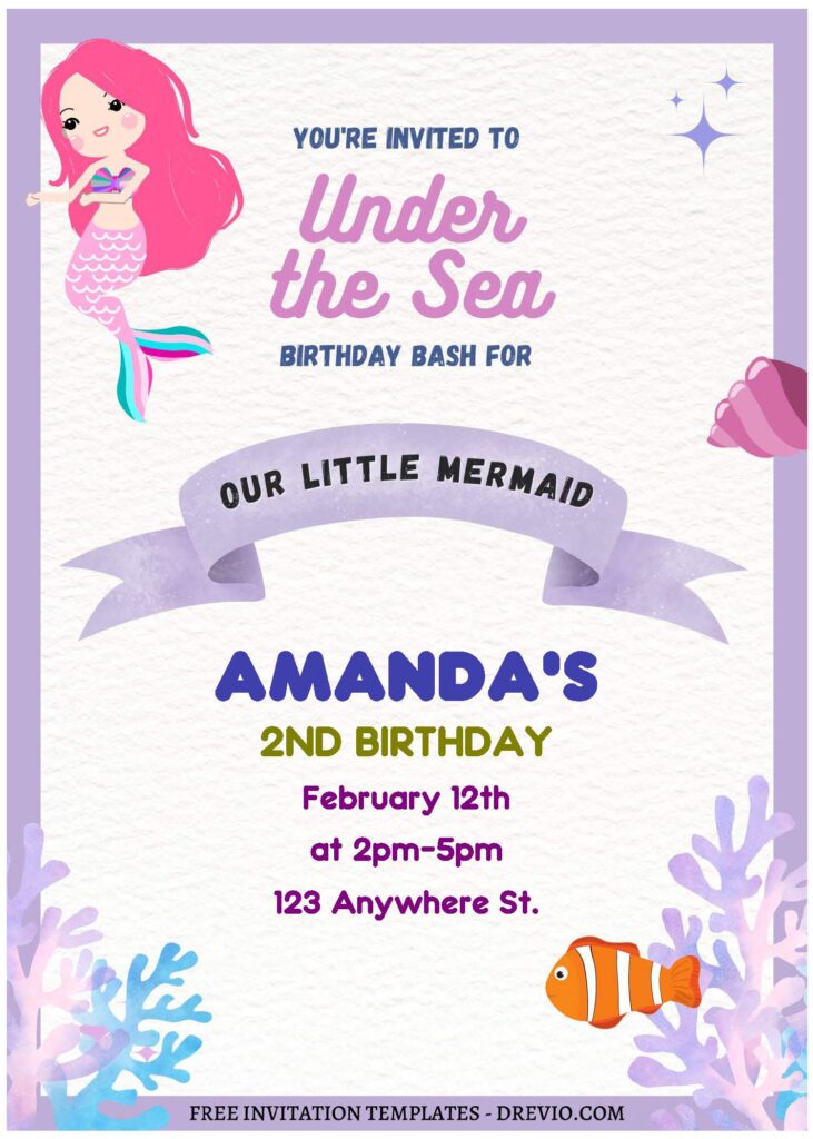 (Free Editable PDF) Colorful Under The Sea Birthday Invitation Templates A