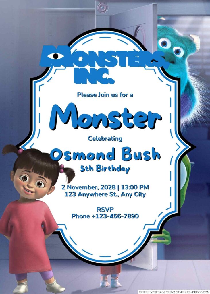 Free Editable Monsters, Inc. Birthday Invitation