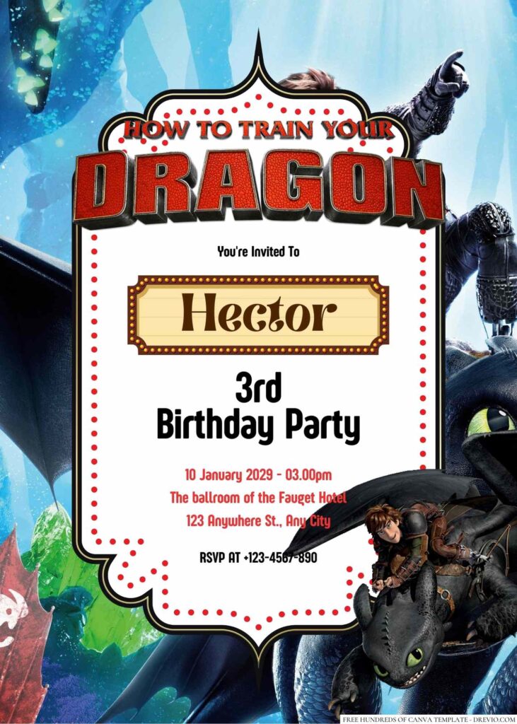 Free Editable How to Train Your Dragon Birthday Invitation