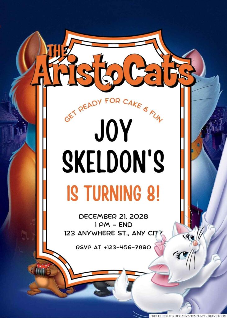 Free Editable The Aristocats Birthday Invitation