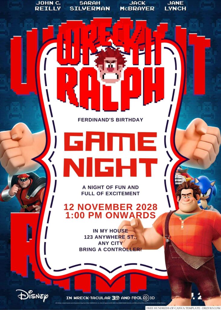 Free Editable Wreck-It Ralph Birthday Invitation 
