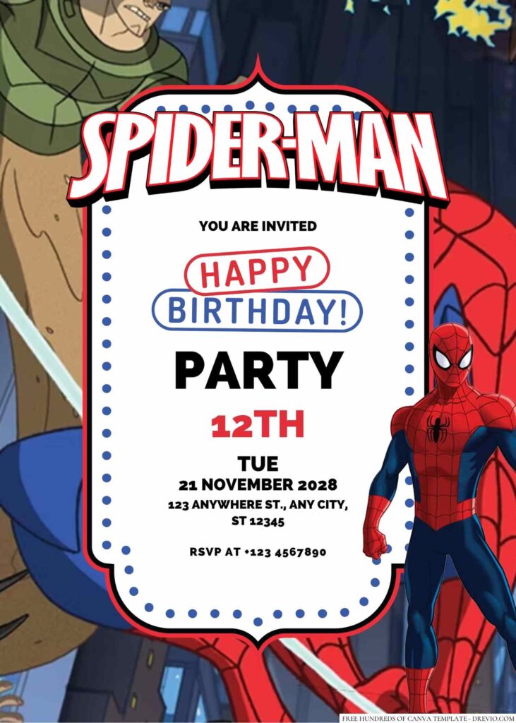 Free Editable Spiderman Birthday Invitation