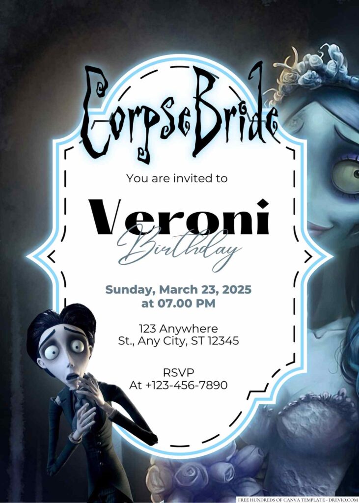 Free Editable Corpse Bride Birthday Invitation