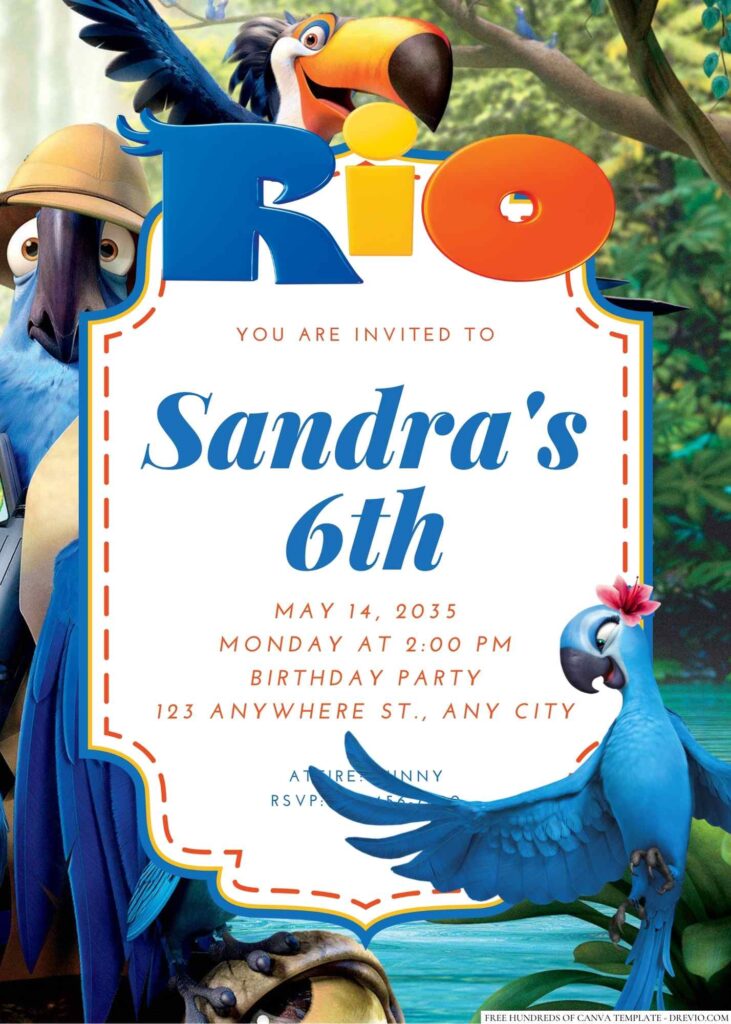 Free Editable Rio Birthday Invitation