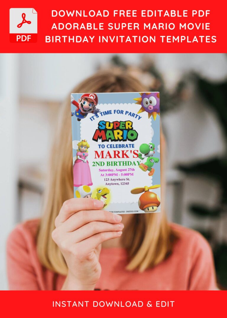 (Free Editable PDF) The Super Mario Bros Birthday Invitation Templates