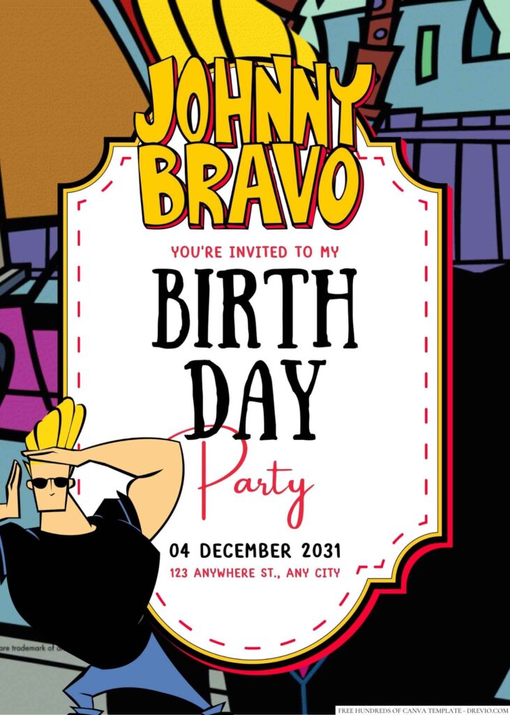 Free Editable Johnny Bravo Birthday Invitation 