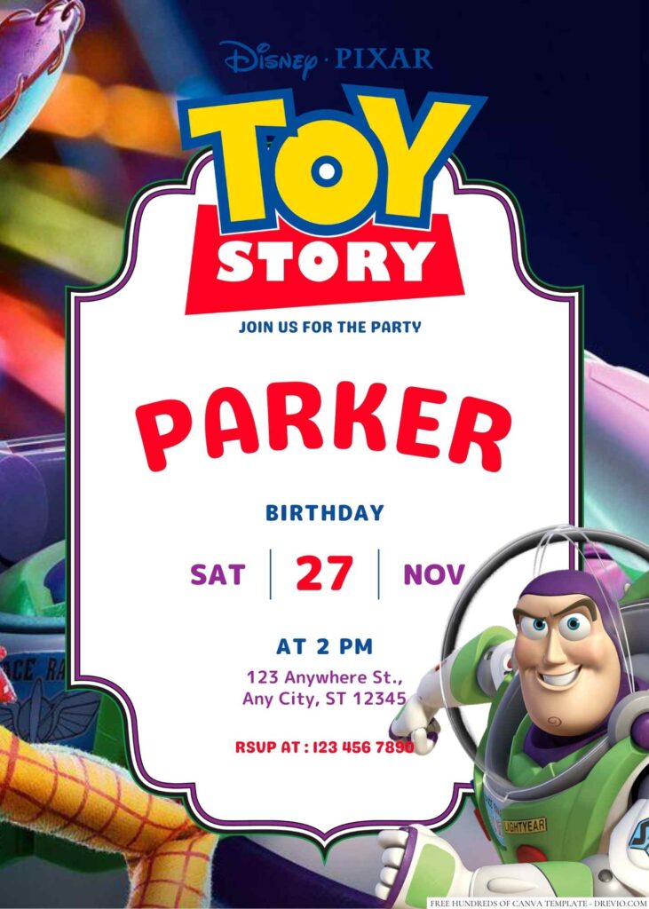 Free Editable Buzz Lightyear Birthday Invitation