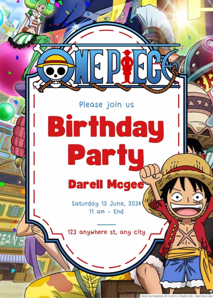 One Piece Birthday Invitation