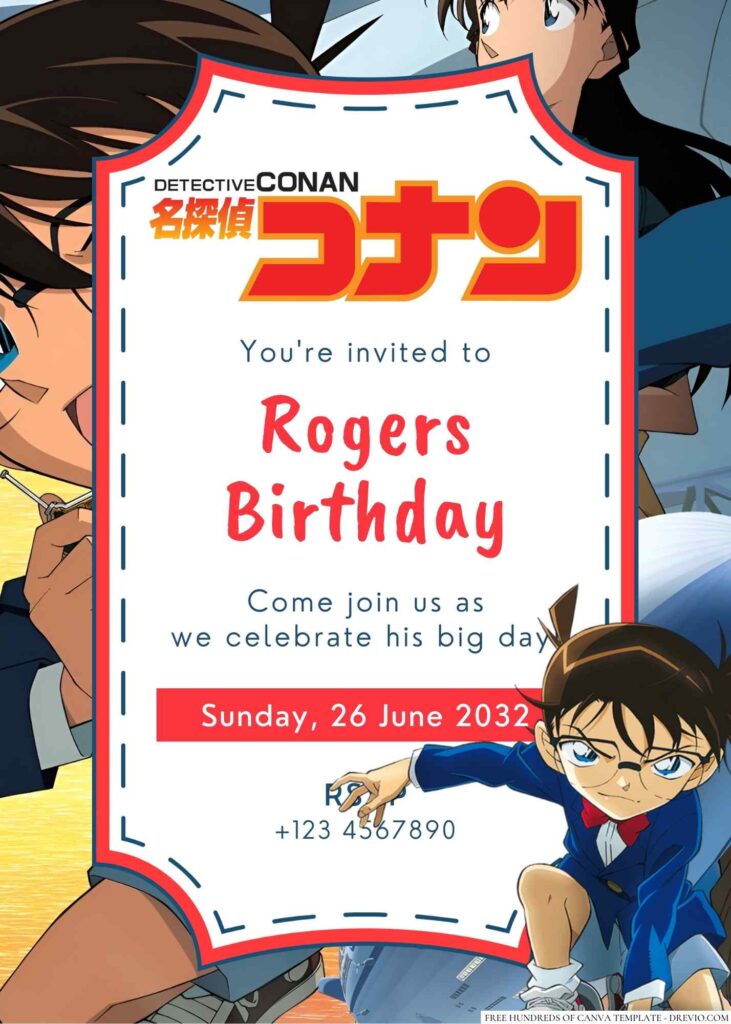 Detective Conan Birthday Invitation