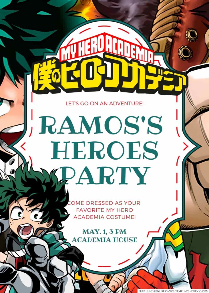 My Hero Academia Birthday Invitation