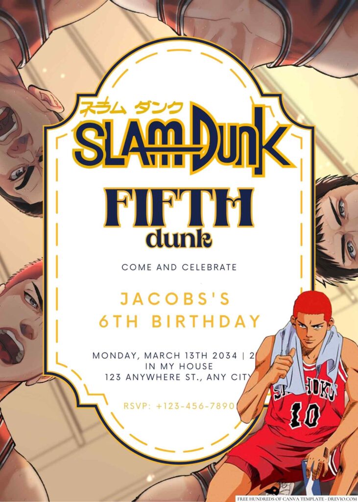 Slam Dunk Birthday Invitation