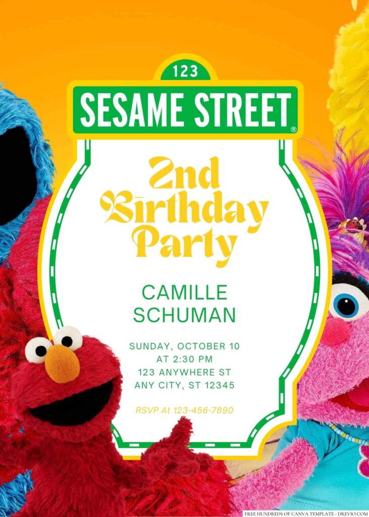 Free Editable Elmo from Sesame Street Birthday Invitation