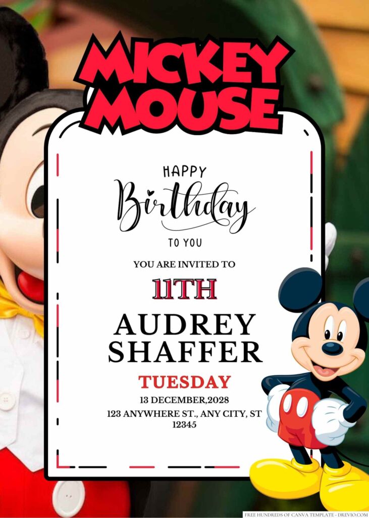 Free Editable Mickey Mouse Birthday Invitation