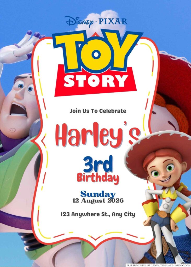 Free Editable Jessie from Toy Story Birthday Invitation