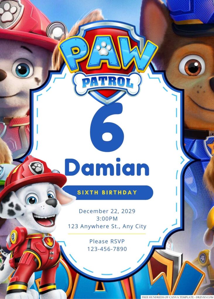 Free Editable Paw Patrol Birthday Invitation