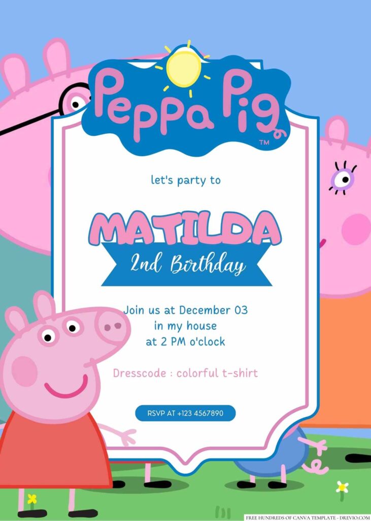Free Editable Peppa Pig Birthday Invitation