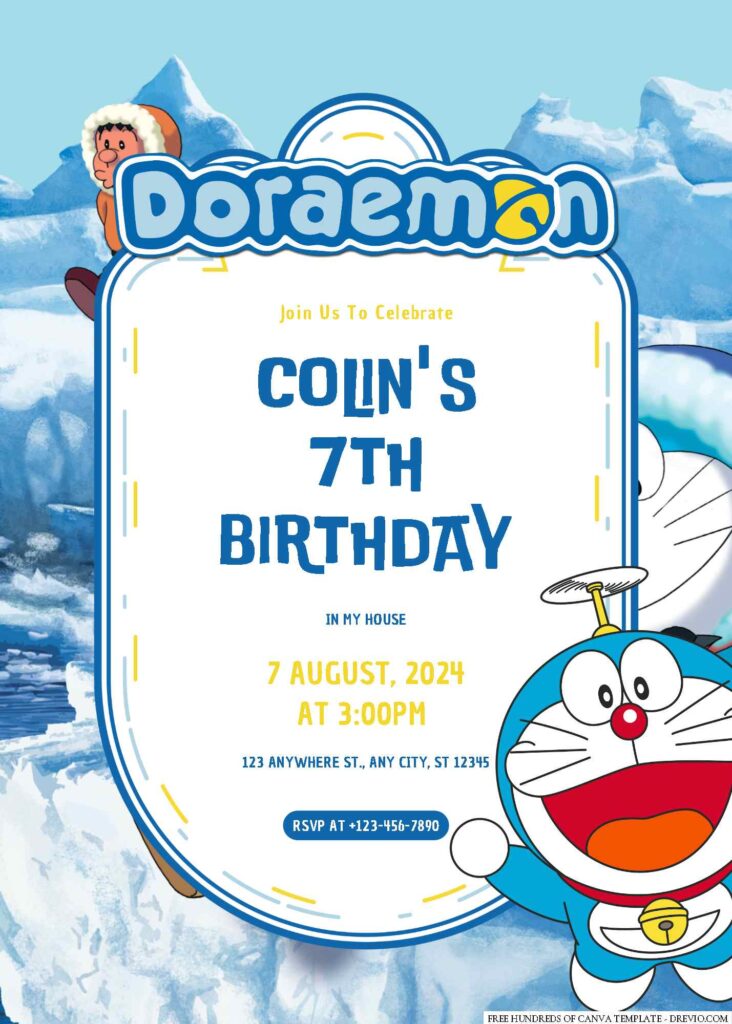 Free Editable Doraemon Birthday Invitation