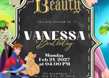 Free Editable Sleeping Beauty Birthday Invitation