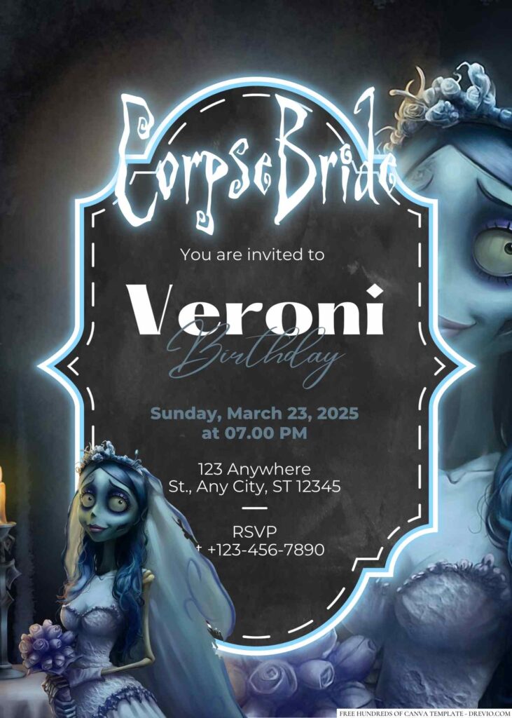 Free Editable Corpse Bride Birthday Invitation