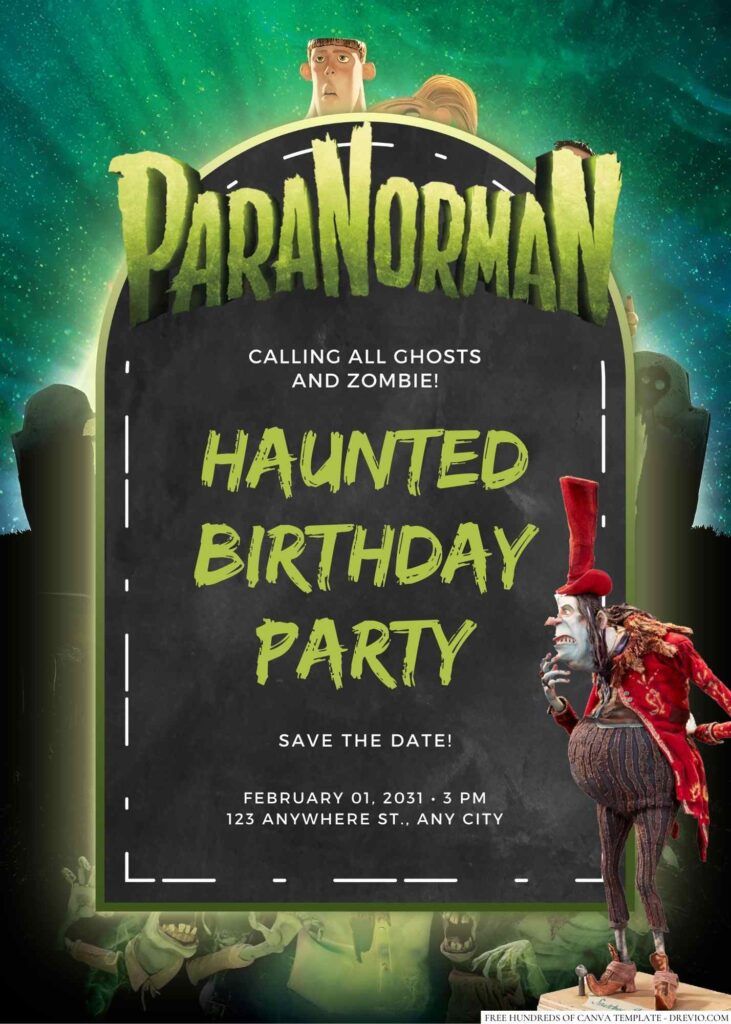 Free Editable ParaNorman Movie Birthday Invitation 