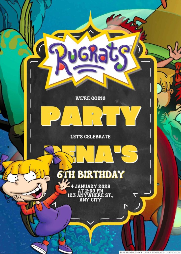Free Editable Angelica Pickles (Rugrats) Birthday Invitation