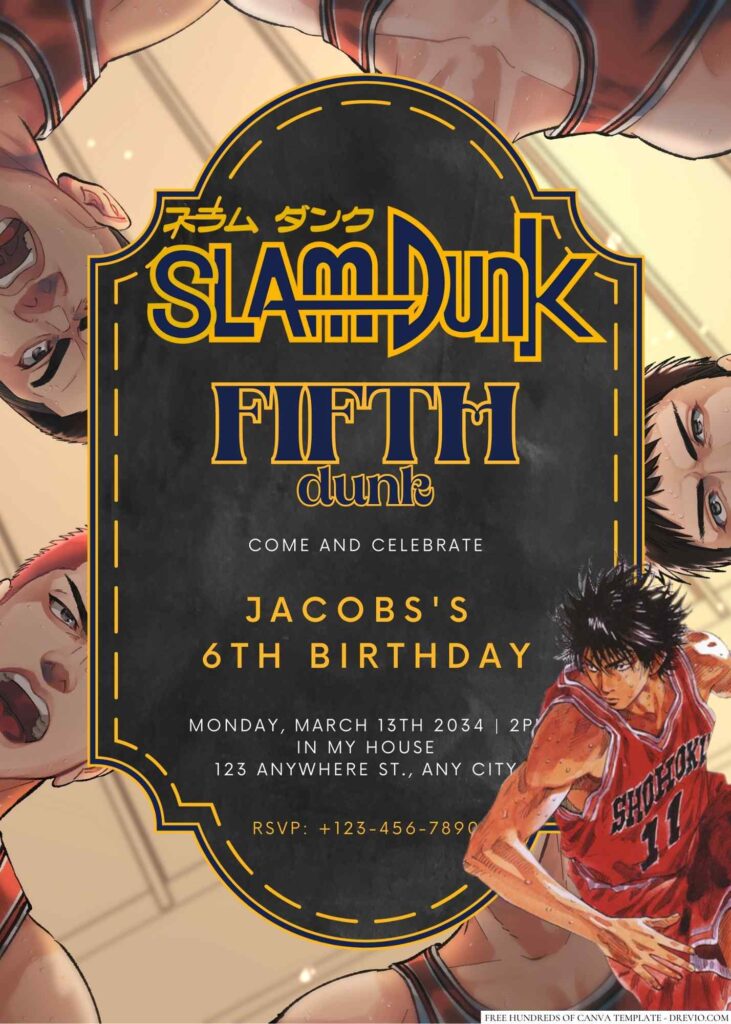 Slam Dunk Birthday Invitation