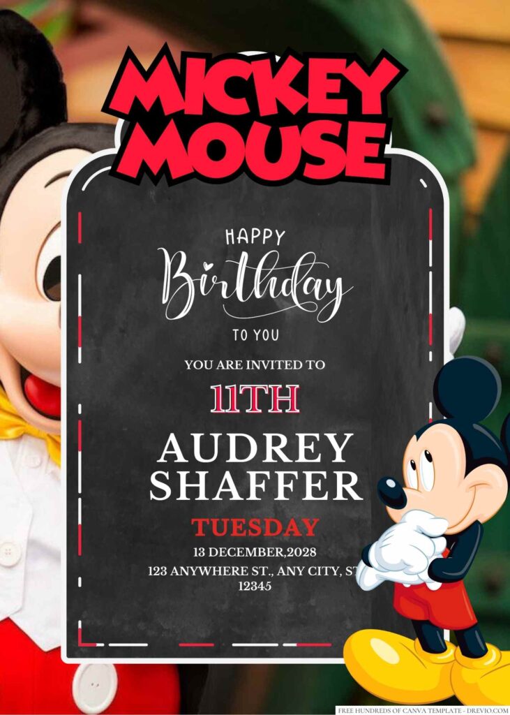 Free Editable Mickey Mouse Birthday Invitation