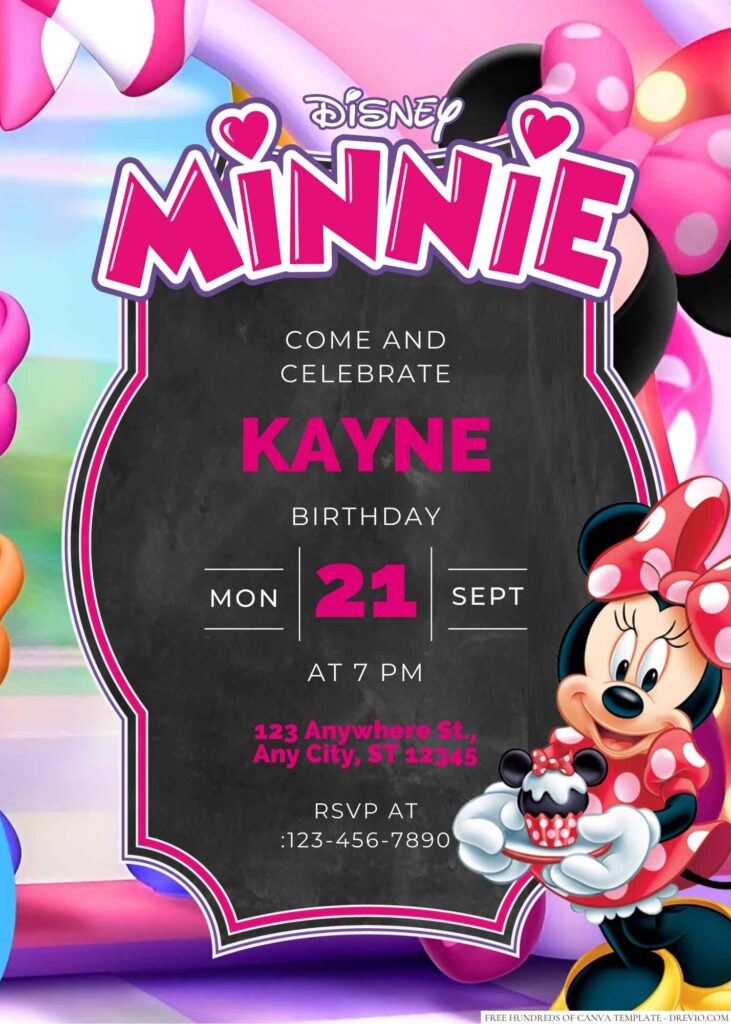 Free Editable Minnie Mouse Birthday Invitation