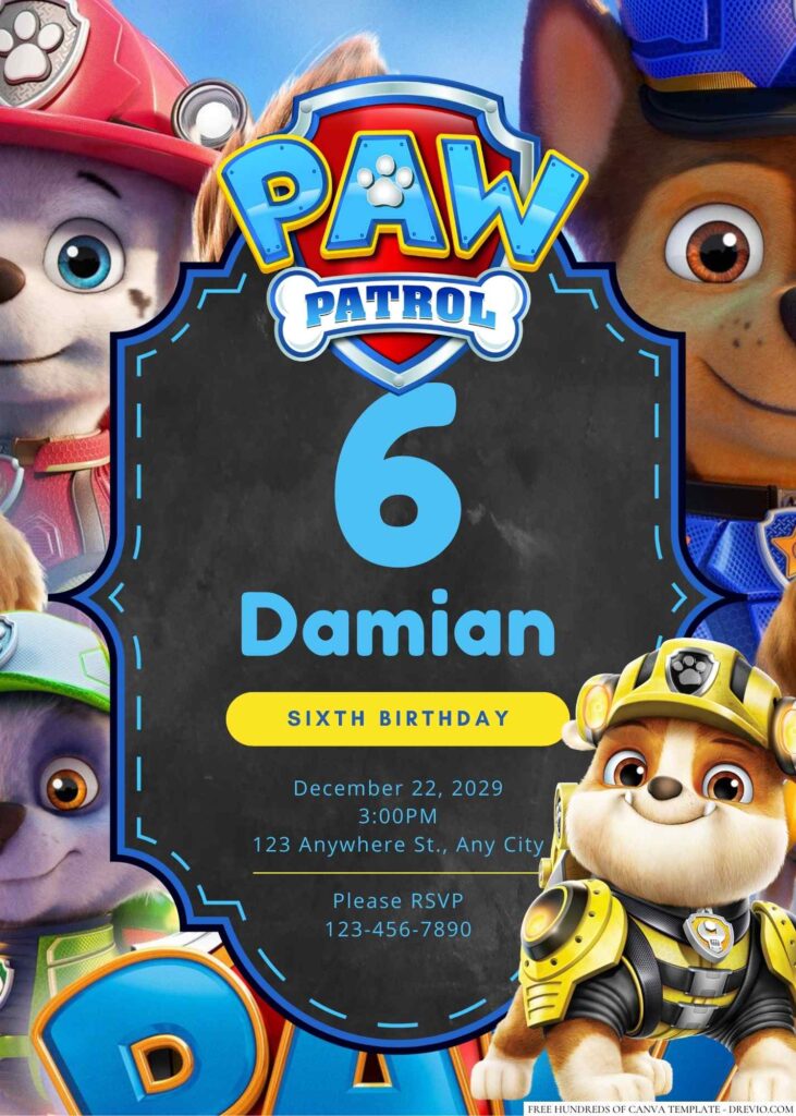 Free Editable Paw Patrol Birthday Invitation