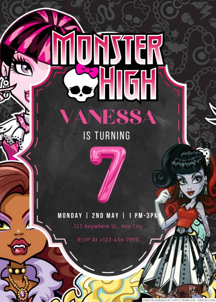 Free Editable Monster High Birthday Invitation