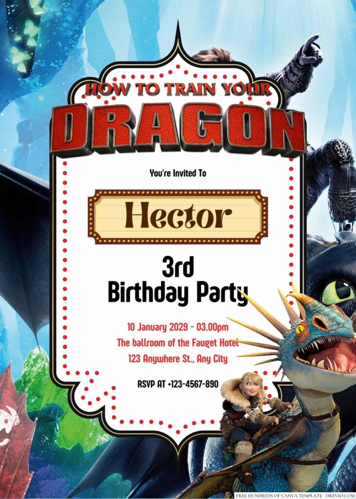 Free Editable How to Train Your Dragon Birthday Invitation
